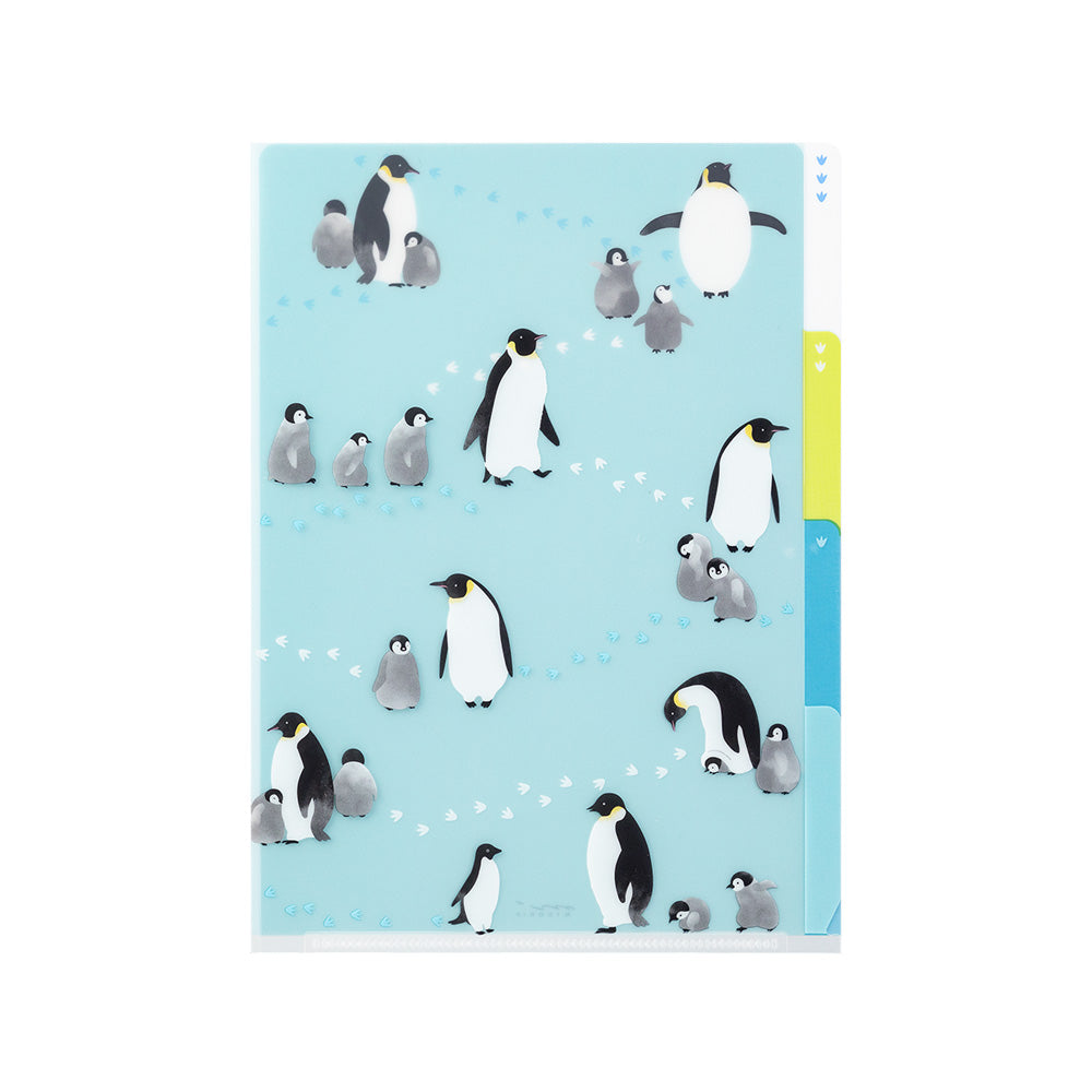 MIDORI 3-Pockets Clear Folder A5 Penguins