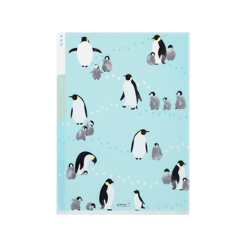 MIDORI 3-Pockets Clear Folder A5 Penguins