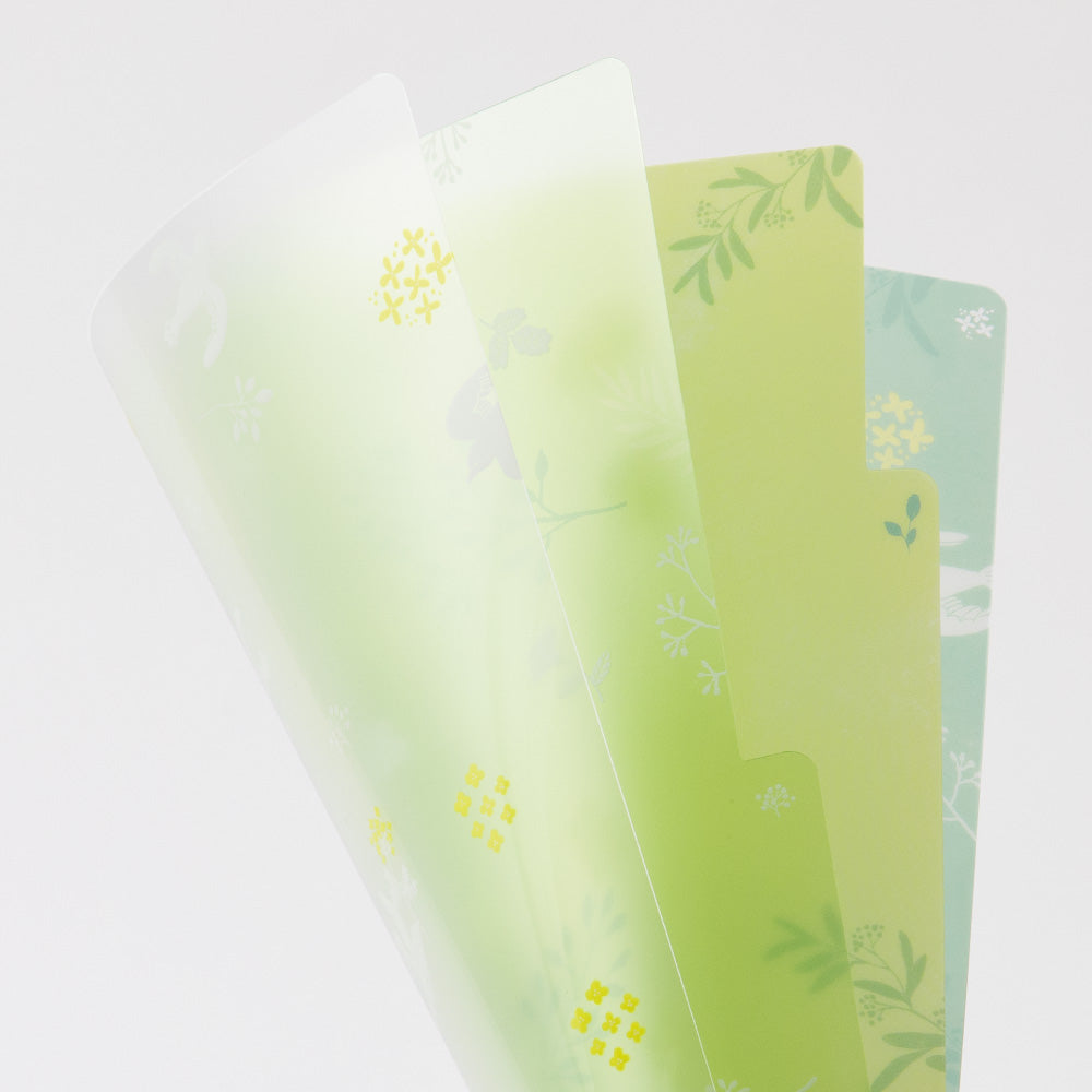 MIDORI 3-Pockets Clear Folder A5 White Birds