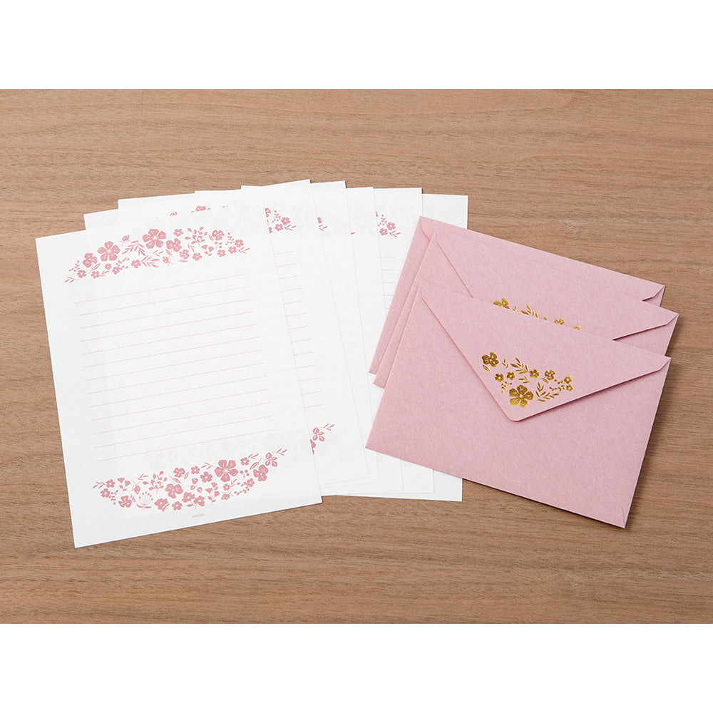 MIDORI Letter Set 506 Foil-Stamped Envelopes Flowe