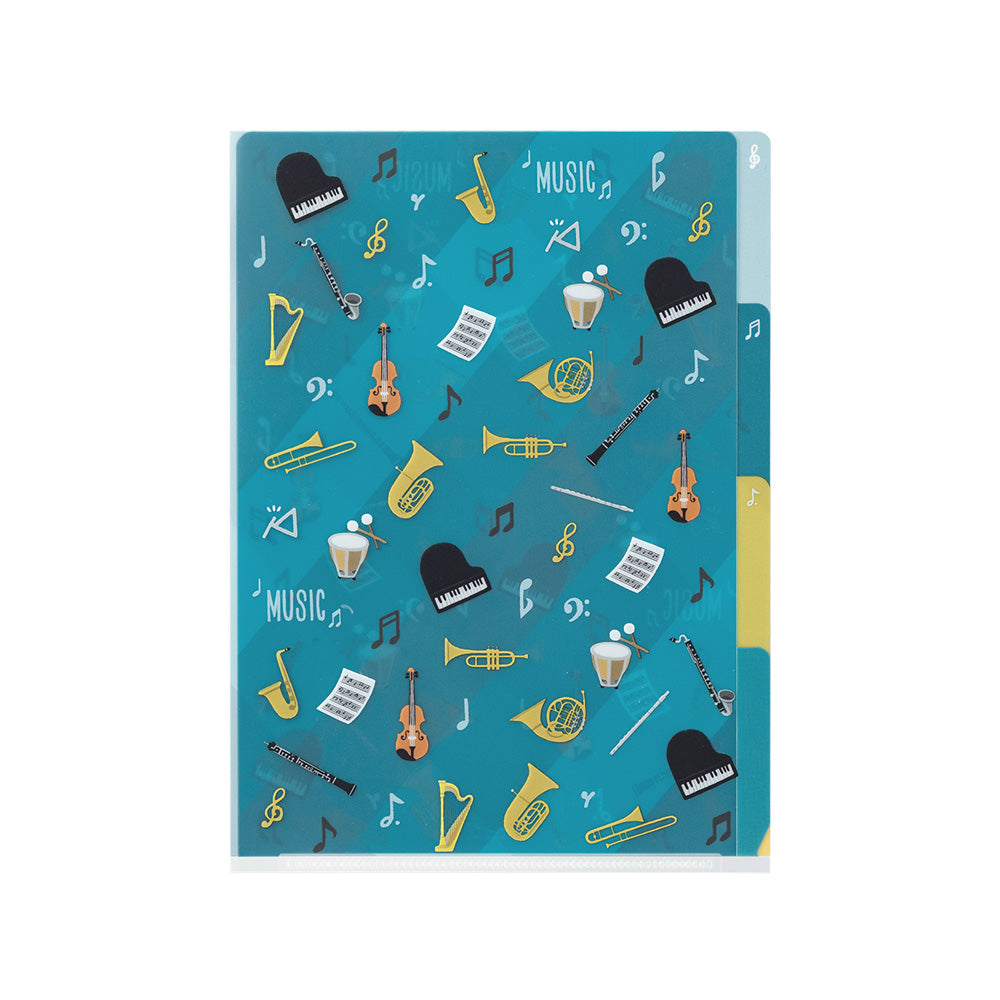 MIDORI 3-Pockets Clear Folder A5 Musical Instruments