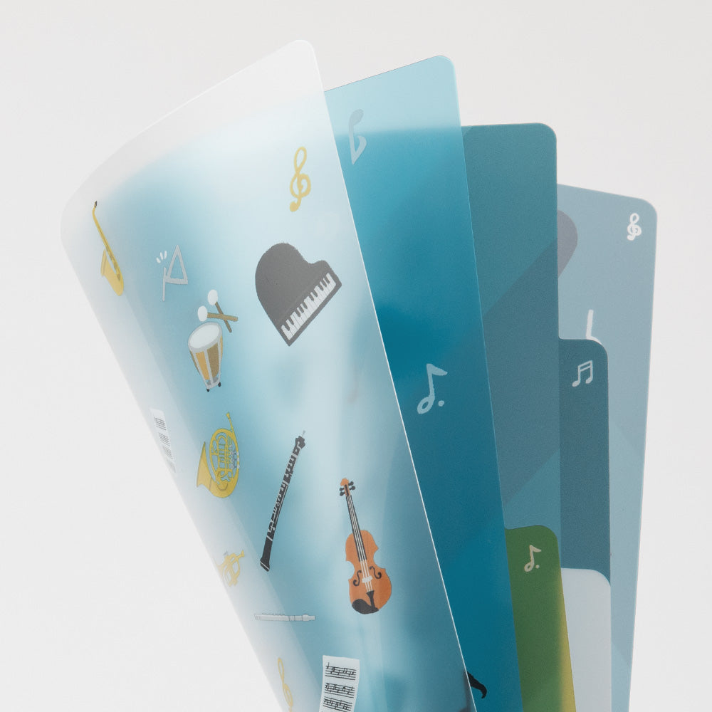 MIDORI 3-Pockets Clear Folder A5 Musical Instruments