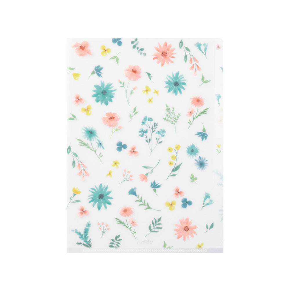 MIDORI 3-Pockets Clear Folder A5 Flowers