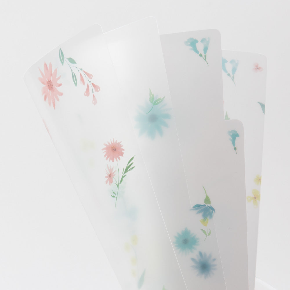 MIDORI 3-Pockets Clear Folder A5 Flowers