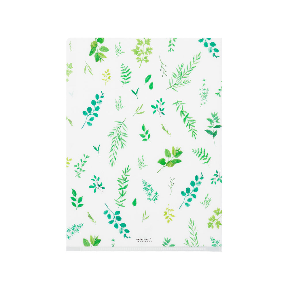 MIDORI 3-Pockets Clear Folder A5 Leaves