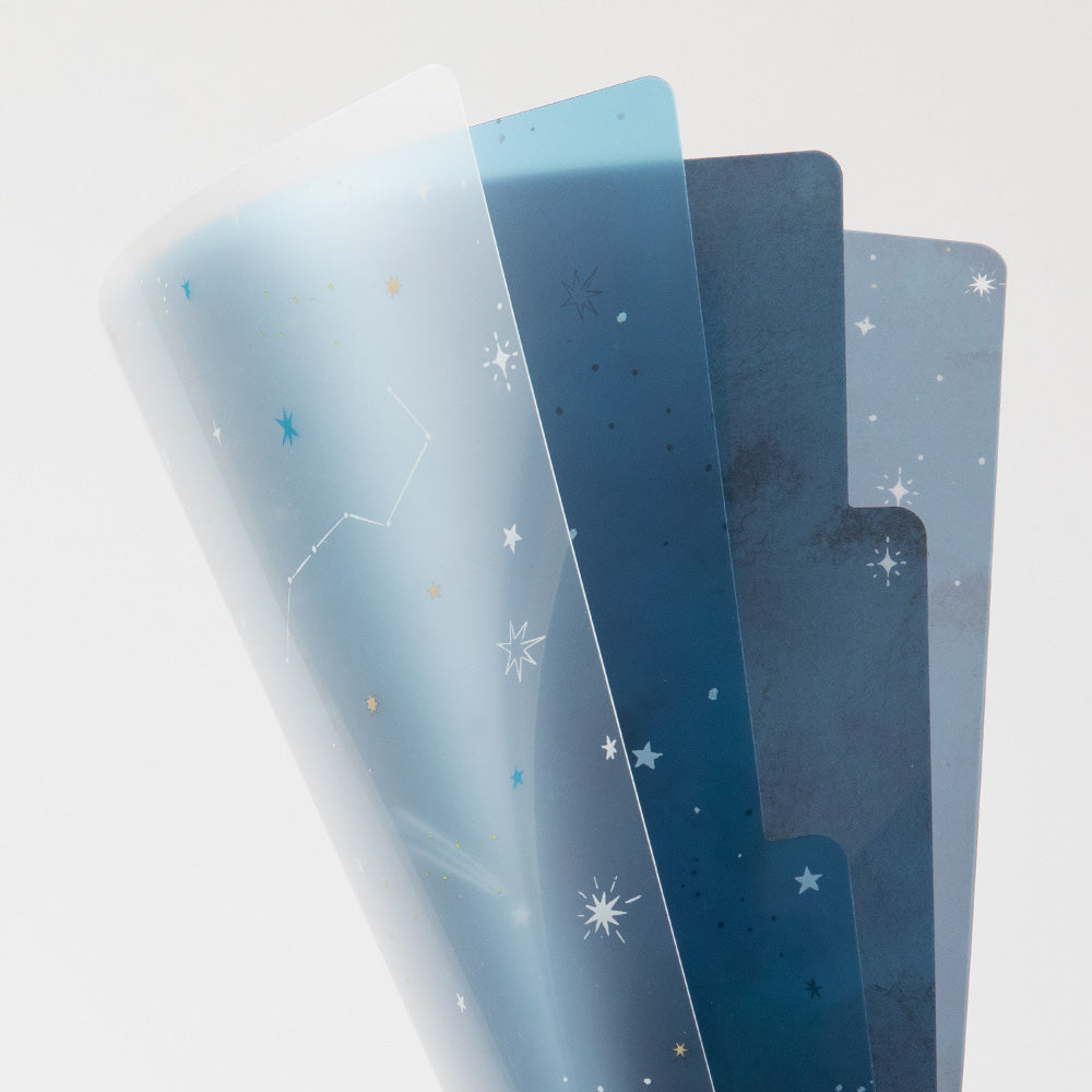 MIDORI 3-Pockets Clear Folder A5 Starry Sky