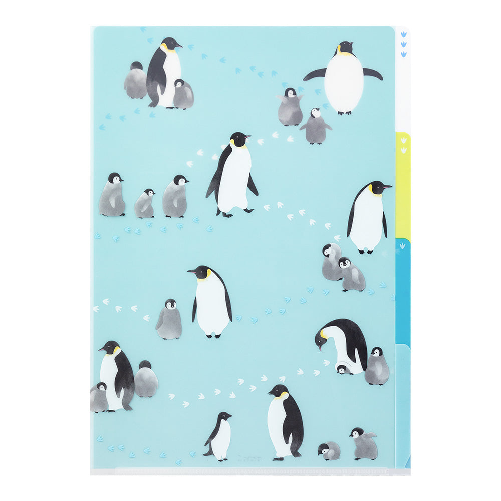 MIDORI 3-Pockets Clear Folder A4 Penguins