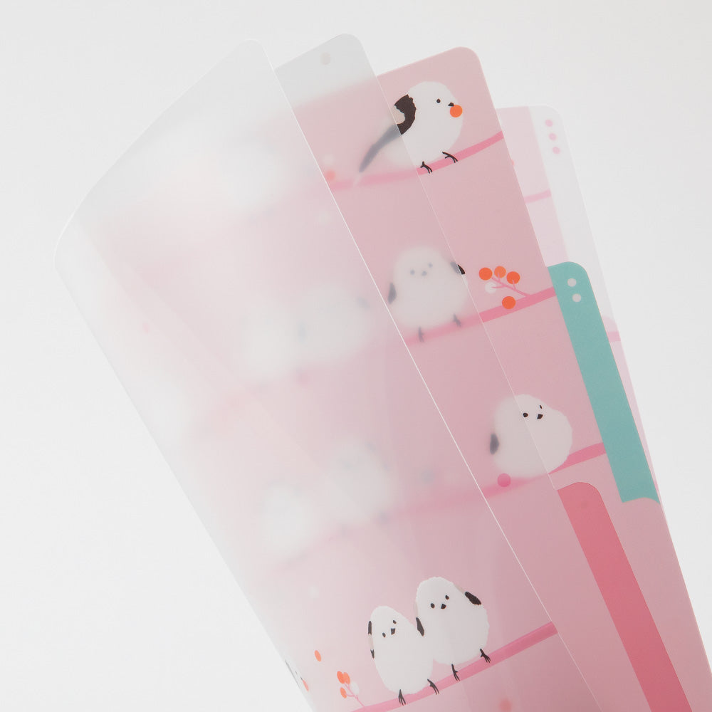 MIDORI 3-Pockets Clear Folder A4 Long-Tailed Tits