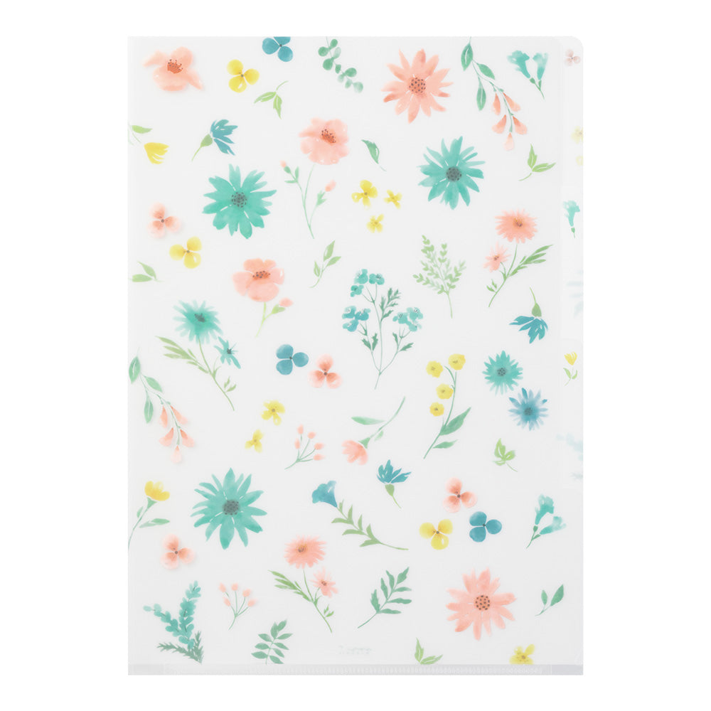 MIDORI 3-Pockets Clear Folder A4 Flowers