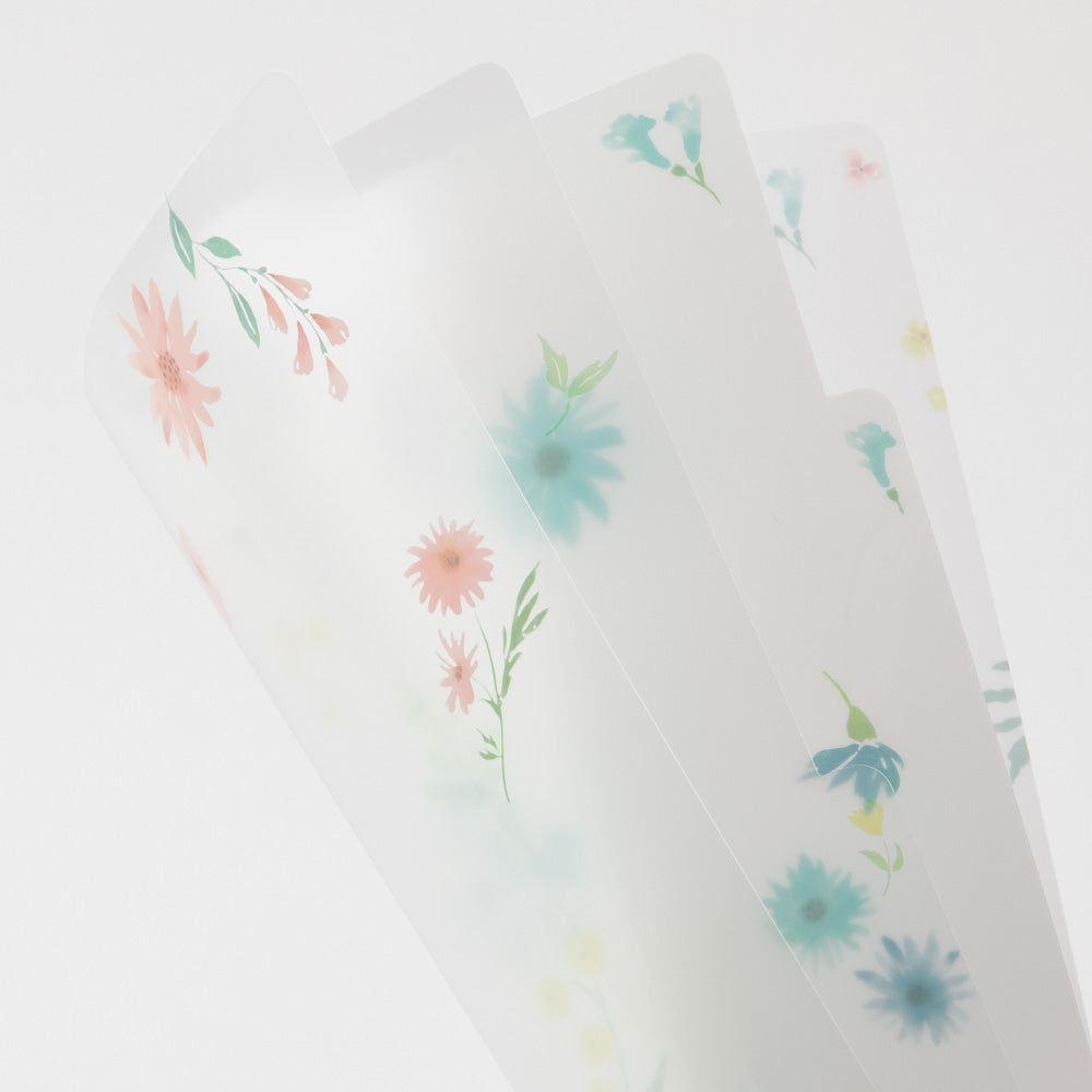 MIDORI 3-Pockets Clear Folder A4 Flowers