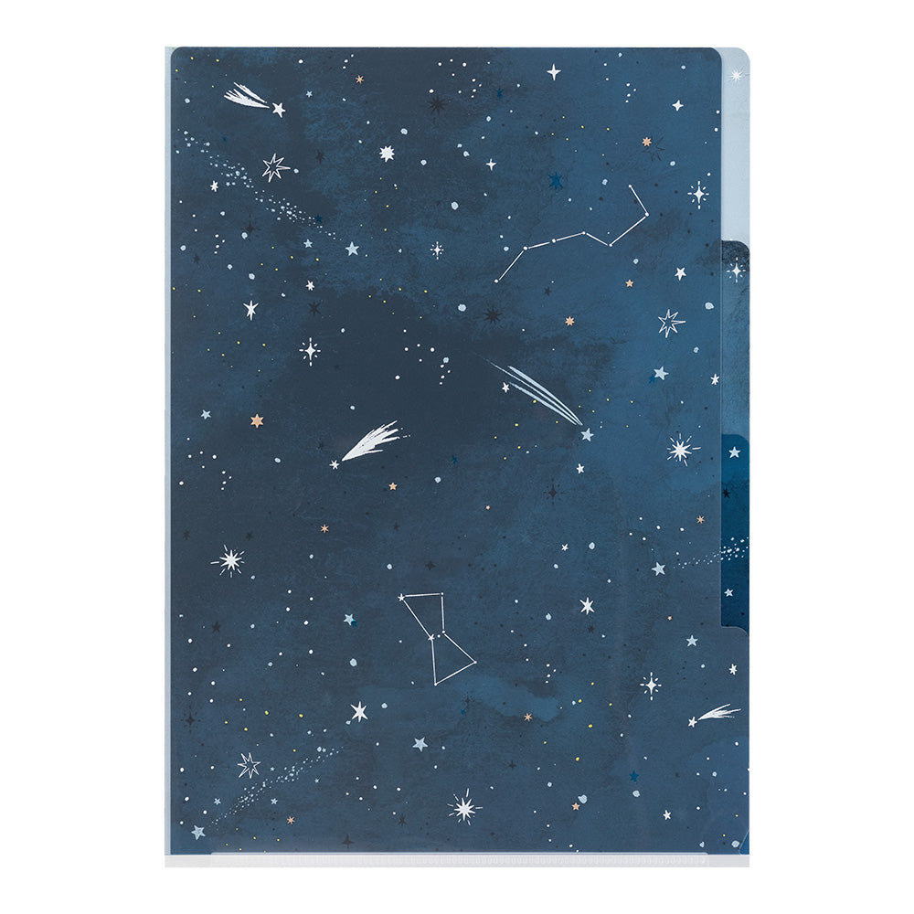 MIDORI 3-Pockets Clear Folder A4 Starry Sky