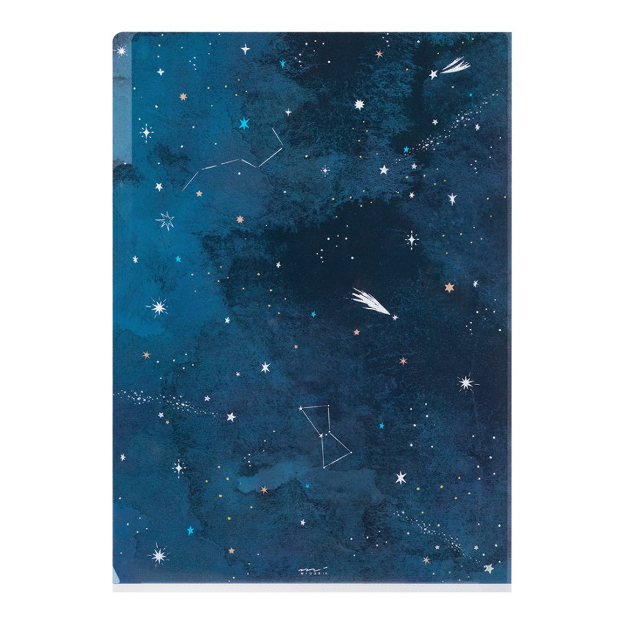 MIDORI 3-Pockets Clear Folder A4 Starry Sky