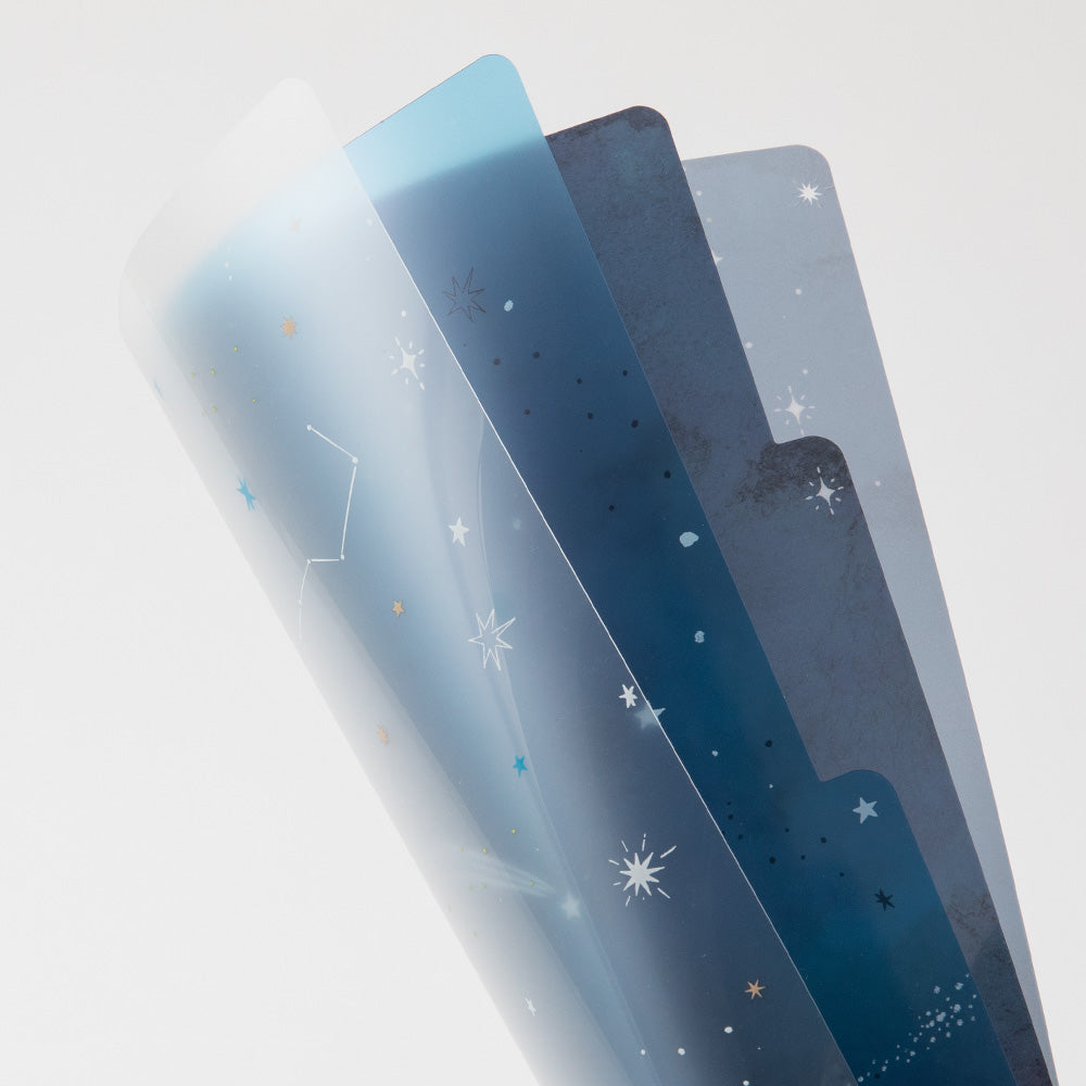 MIDORI 3-Pockets Clear Folder A4 Starry Sky