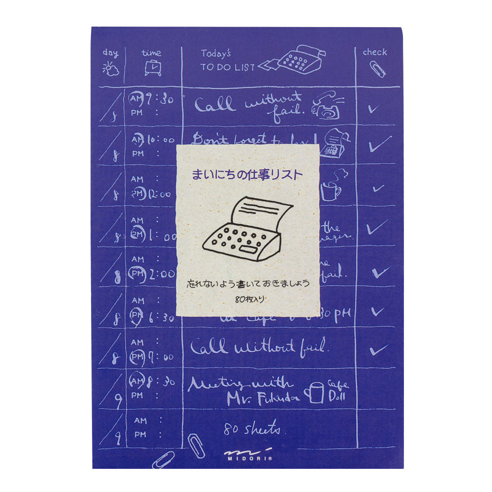MIDORI Memo Pad To Do List Blue