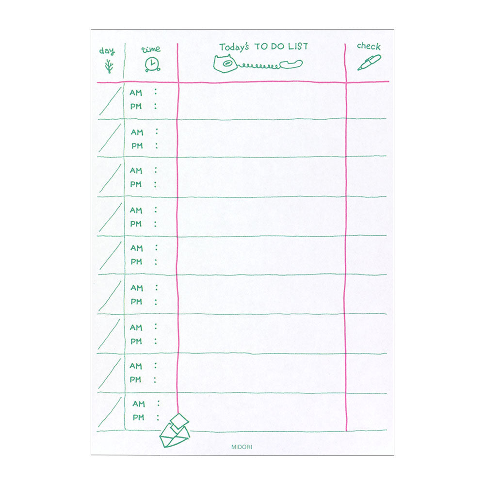 MIDORI Memo Pad To Do List Blue
