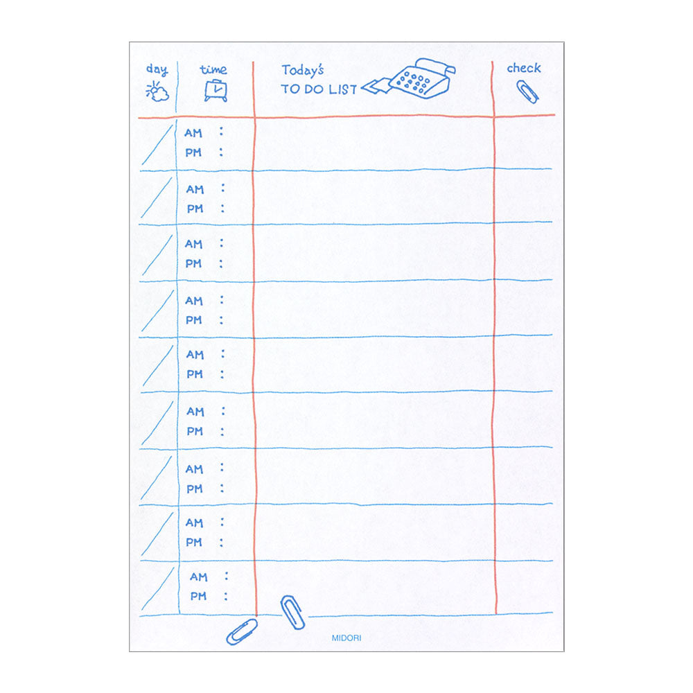 MIDORI Memo Pad To Do List Blue