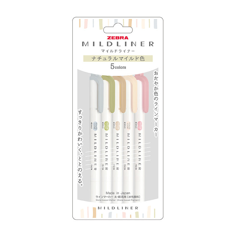 ZEBRA Mildliner Highlighter 5 Col Set WKT7-5C-NTC