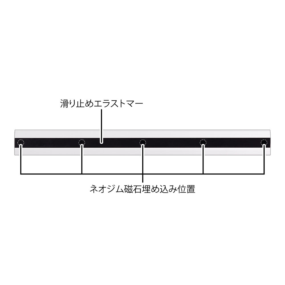 MIDORI Aluminium Ruler 30cm Non-Slip Silver