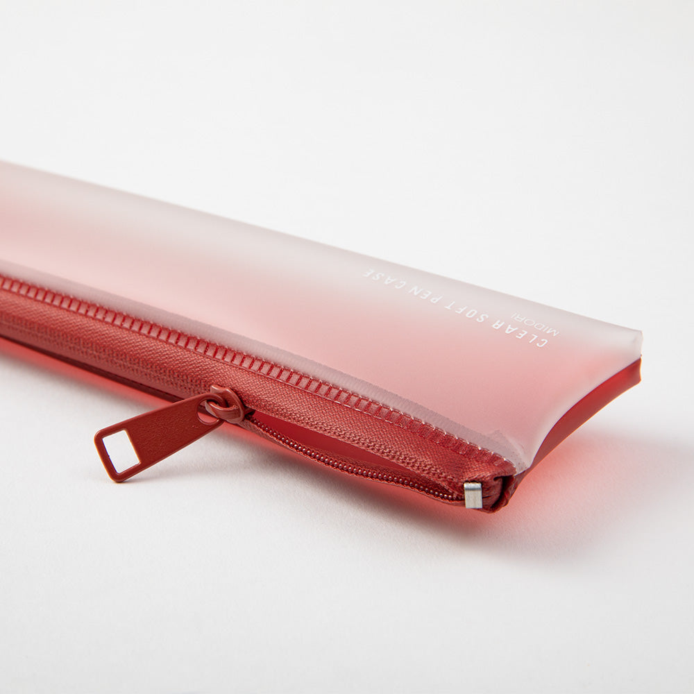 MIDORI Clear Soft Pen Case Red