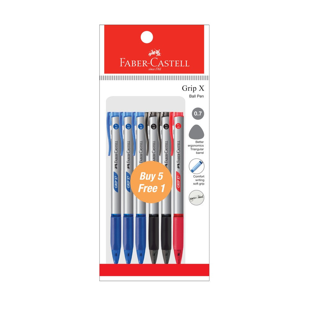 FABER-CASTELL Grip X7 0.7mm 540863 B5F1 3Blue/2Black+1Red Default Title