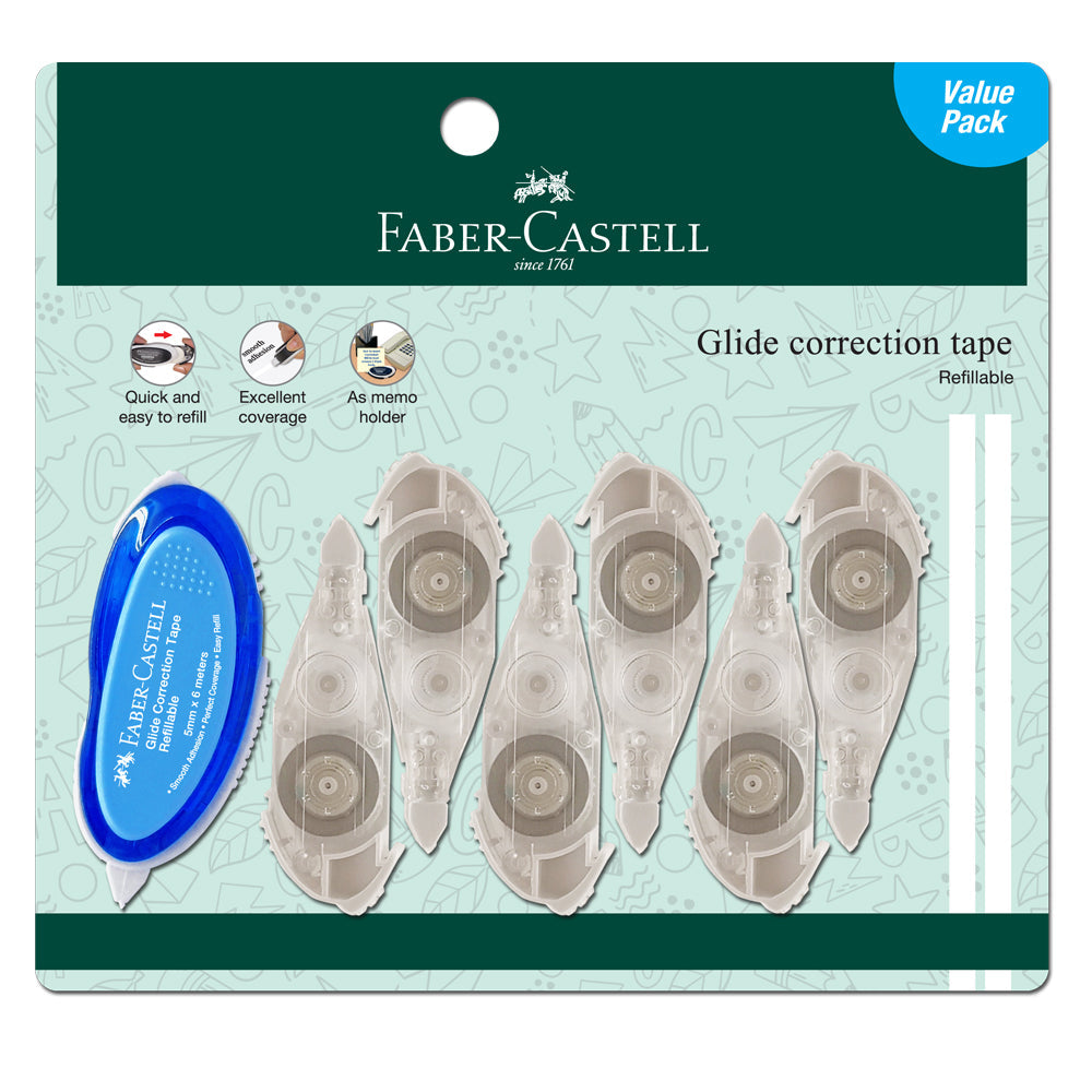 FABER-CASTELL Glide Correction Tape 169111 VP Purple+6 Refill Default Title