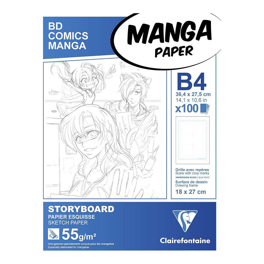 CLAIREFONTAINE Manga Storyboard Pad B4 55g 100s 6 Squares