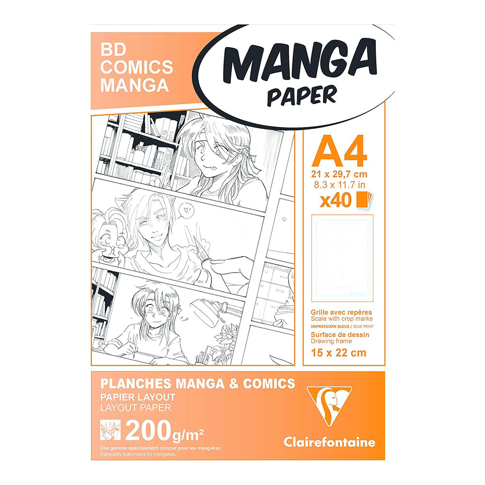 CLAIREFONTAINE Manga Bleedproof Layout Pad A4 200g 40s 6Square