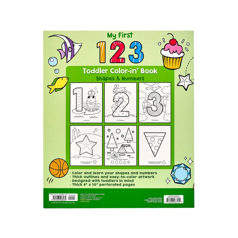 OOLY Toddler Colouring Book-123 Shapes & Numbers 1227915