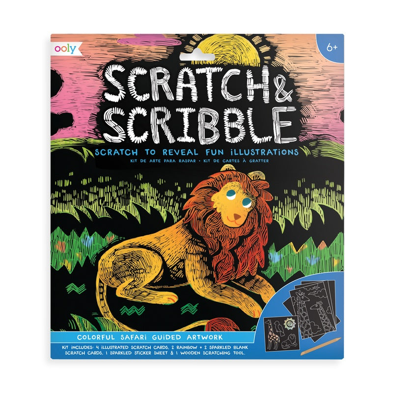 OOLY Scratch & Scribble Art Kit-Colorful Safari 1227929