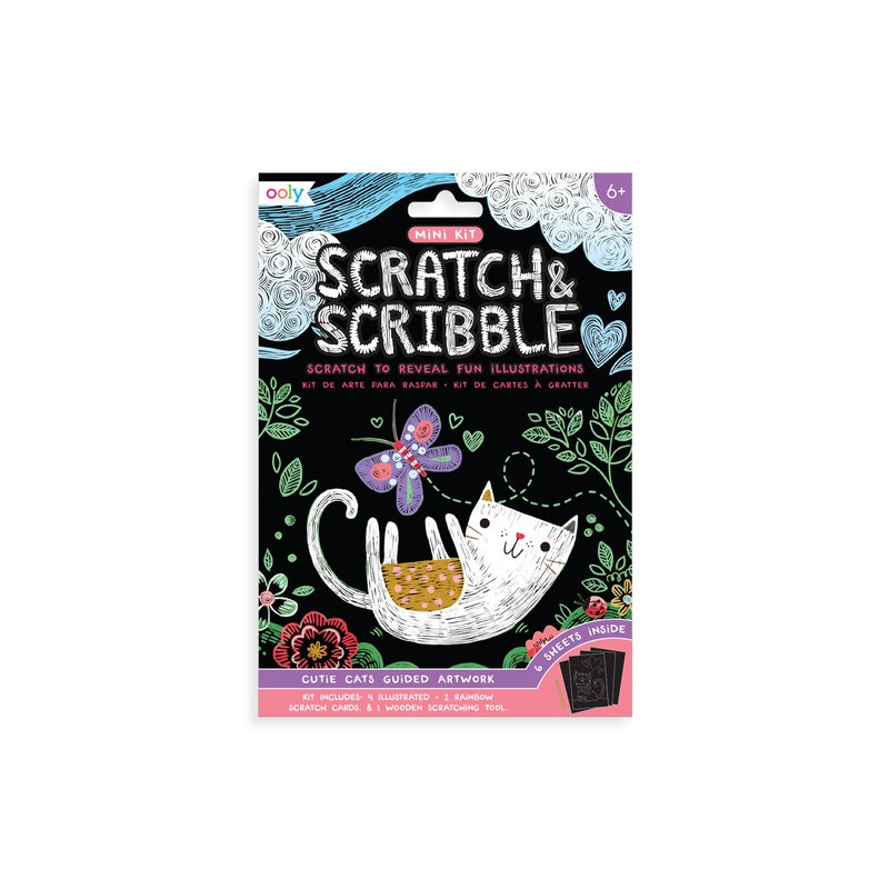 OOLY Mini Scratch & Scribble Art Kit-Cutie Cats 1227932