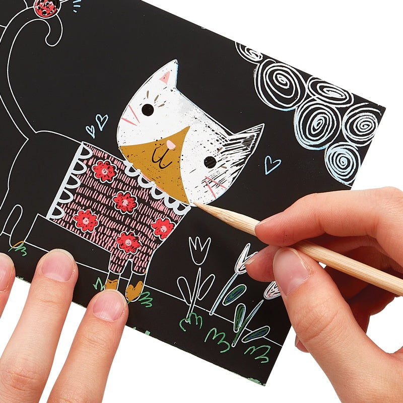 OOLY Mini Scratch & Scribble Art Kit-Cutie Cats 1227932