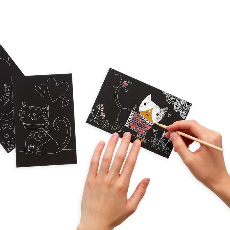 OOLY Mini Scratch & Scribble Art Kit-Cutie Cats 1227932