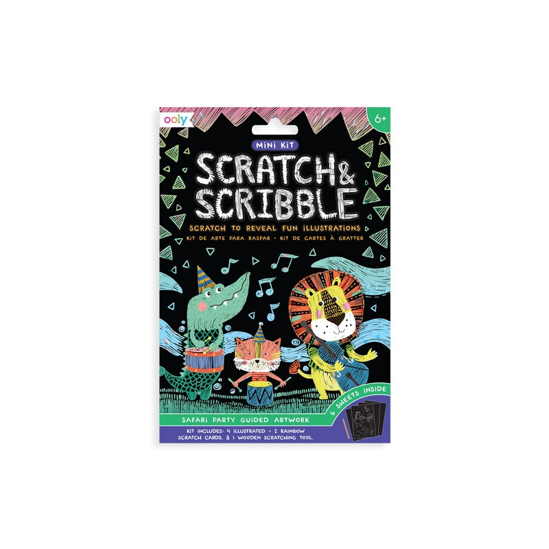 OOLY Mini Scratch & Scribble Art Kit-Safari Party 1227933