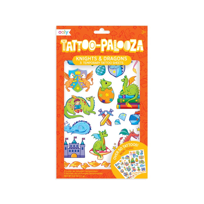 OOLY Tattoo Palooza Temp Tattoos-Knights & Dragons 1227944