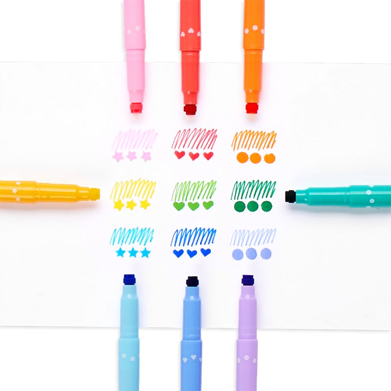OOLY Confetti Stamp Double Ended Markers 9s 1227945