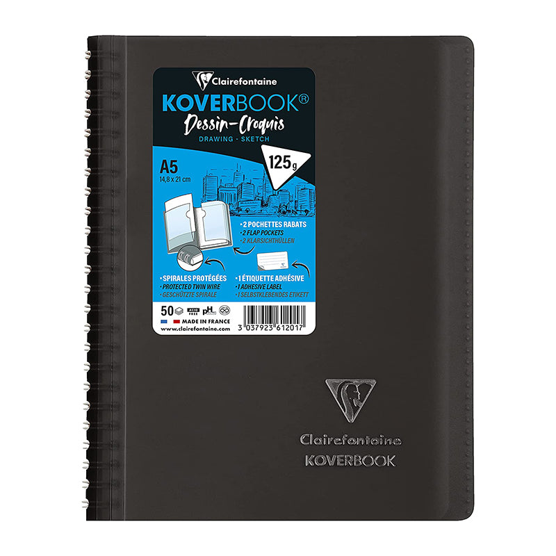 CLAIREFONTAINE Koverbook PP WB Sketchbk 125g A5 100s Black Default Title