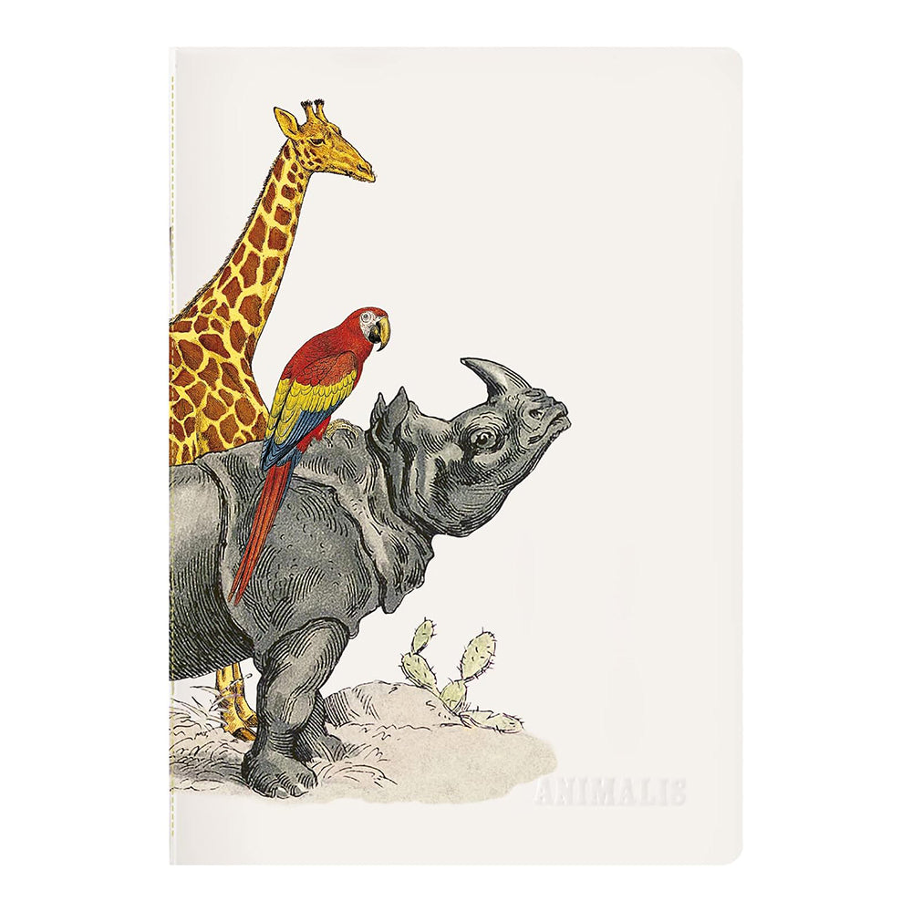 CLAIREFONTAINE Animalis Stapled Notebook A5 48s Lined Rhino