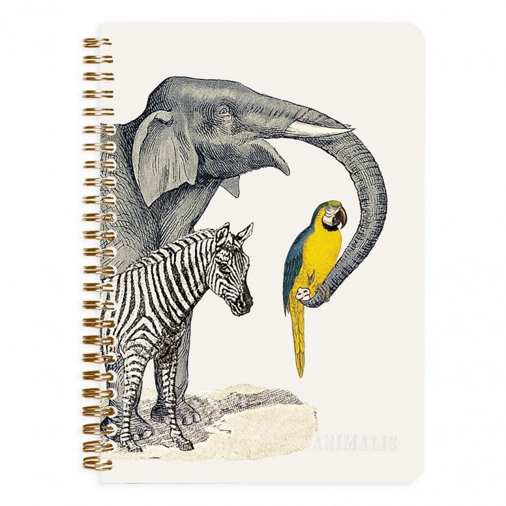 CLAIREFONTAINE Animalis Wirebound Notebook With 6 Pockets A5 120s Lined Elephant