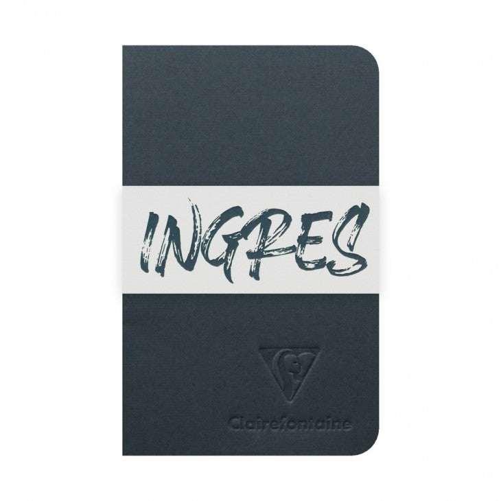 CLAIREFONTAINE Ingres Stapled Notebook 7.5x12cm Lined 24s Dark Blue/Ocher