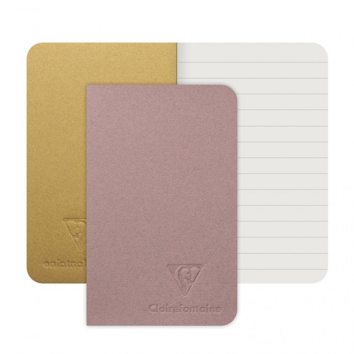 CLAIREFONTAINE Ingres Stapled Notebook 7.5x12cm Lined 24s Mauve/Yellow