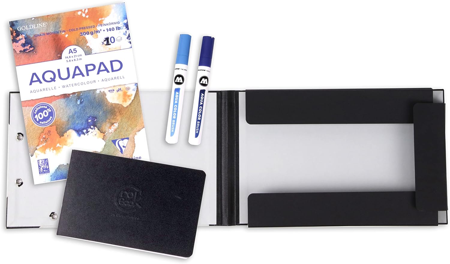 CLAIREFONTAINE Competence Aqua Set A5 Pad+Portfolio 16.5x26cm