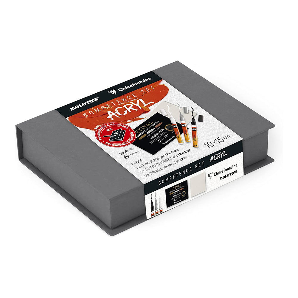 CLAIREFONTAINE Competence Acryl Set A6 Pad+Box 18.5x14.5x3.6cm