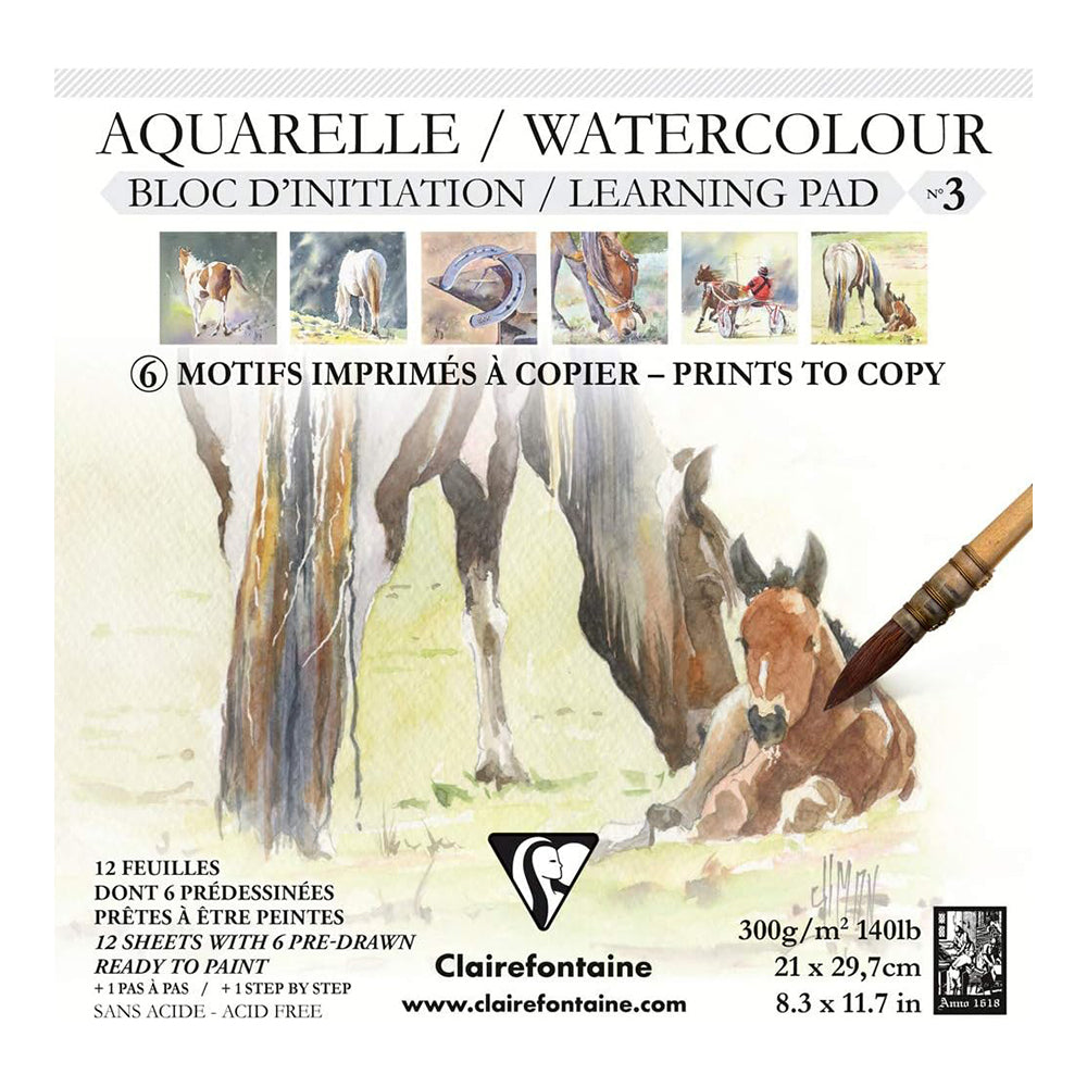 CLAIREFONTAINE Learning Pad No.3 Watercolour 21x21cm 300g