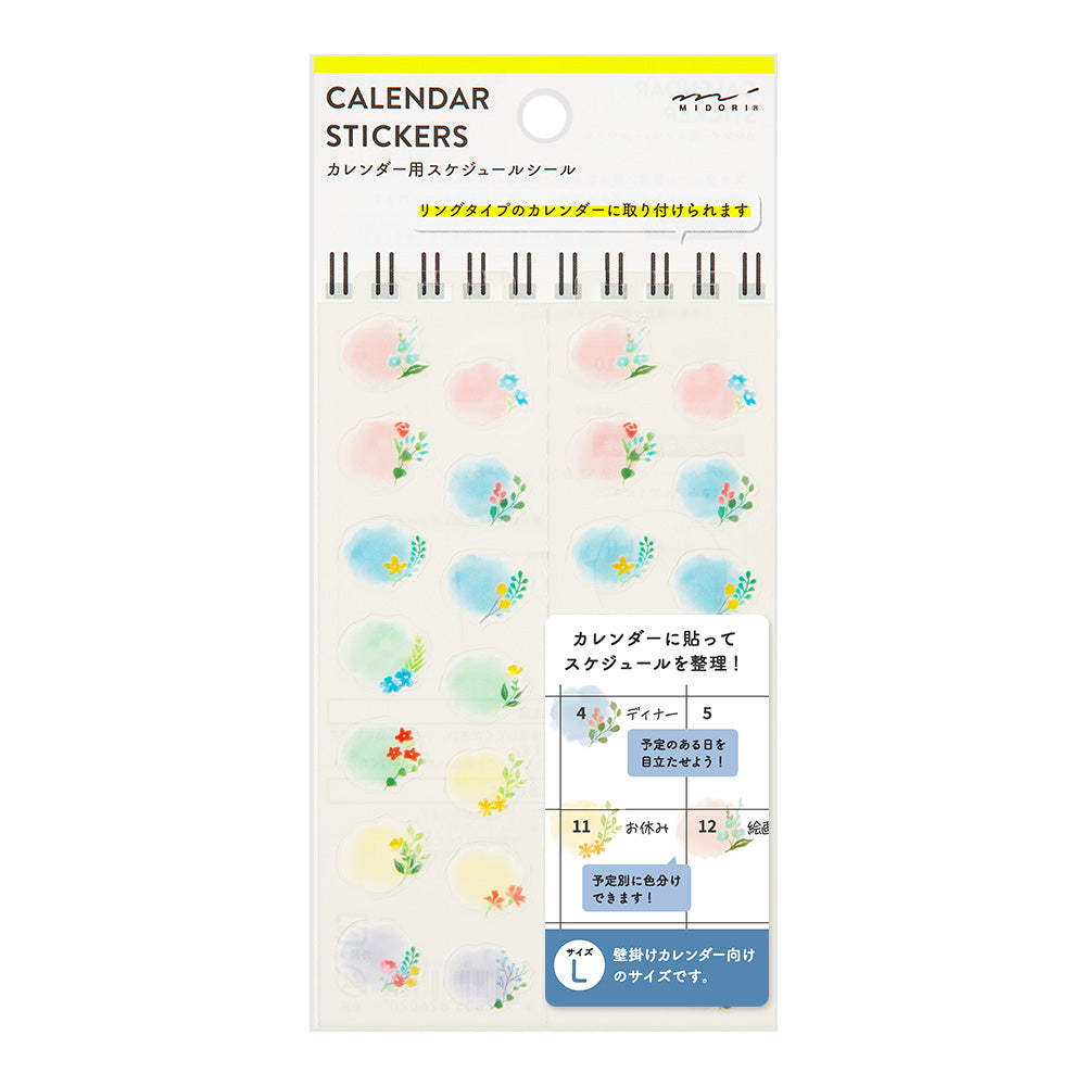 MIDORI Sticker 2602 Calendar L Flowers
