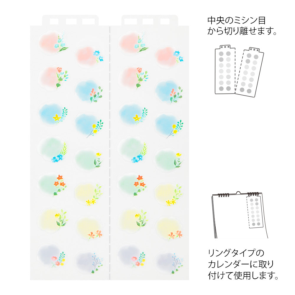 MIDORI Sticker 2602 Calendar L Flowers
