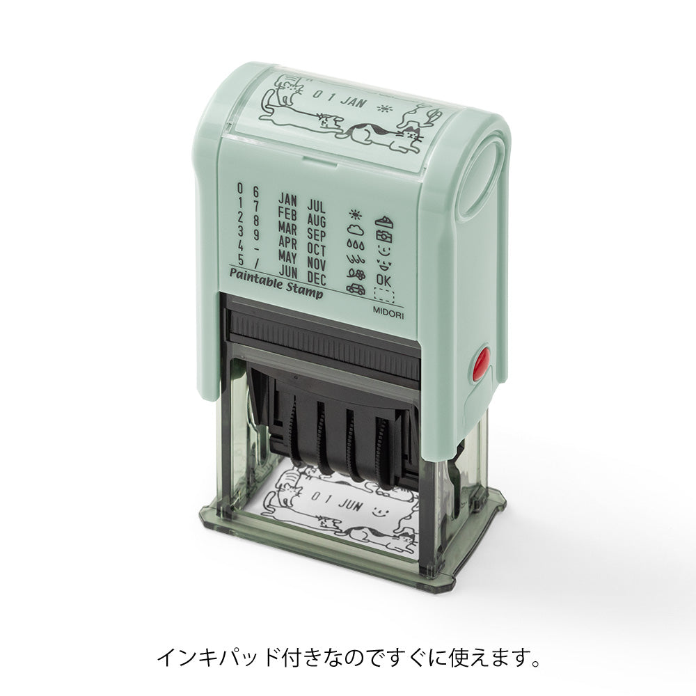 MIDORI Paintable Rotating Date Stamp Cat