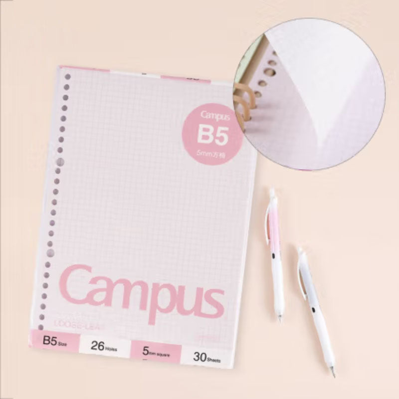 KOKUYO Campus Loose Leaf B5 26h 30s 5mm Grid Pink Default Title