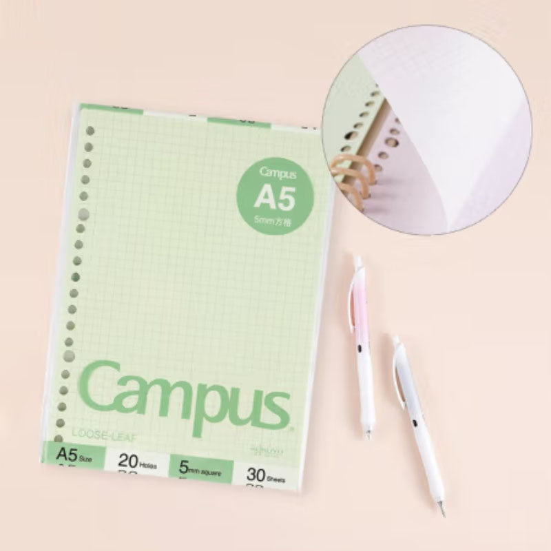 KOKUYO Campus Loose Leaf A5 20h 30s 5mm Grid Green Default Title