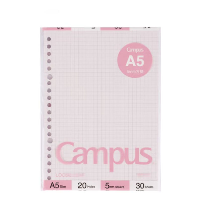 KOKUYO Campus Loose Leaf A5 20h 30s 5mm Grid Pink Default Title