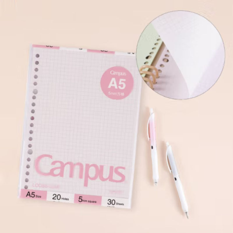 KOKUYO Campus Loose Leaf A5 20h 30s 5mm Grid Pink Default Title